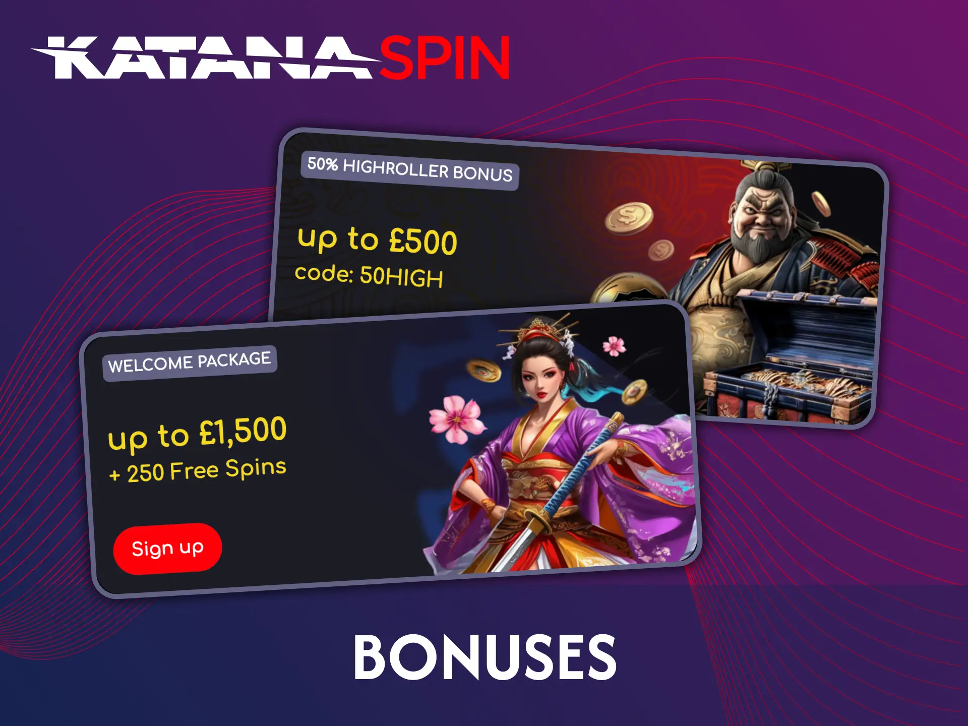 Katanaspin platform offers generous bonuses for live casinos.