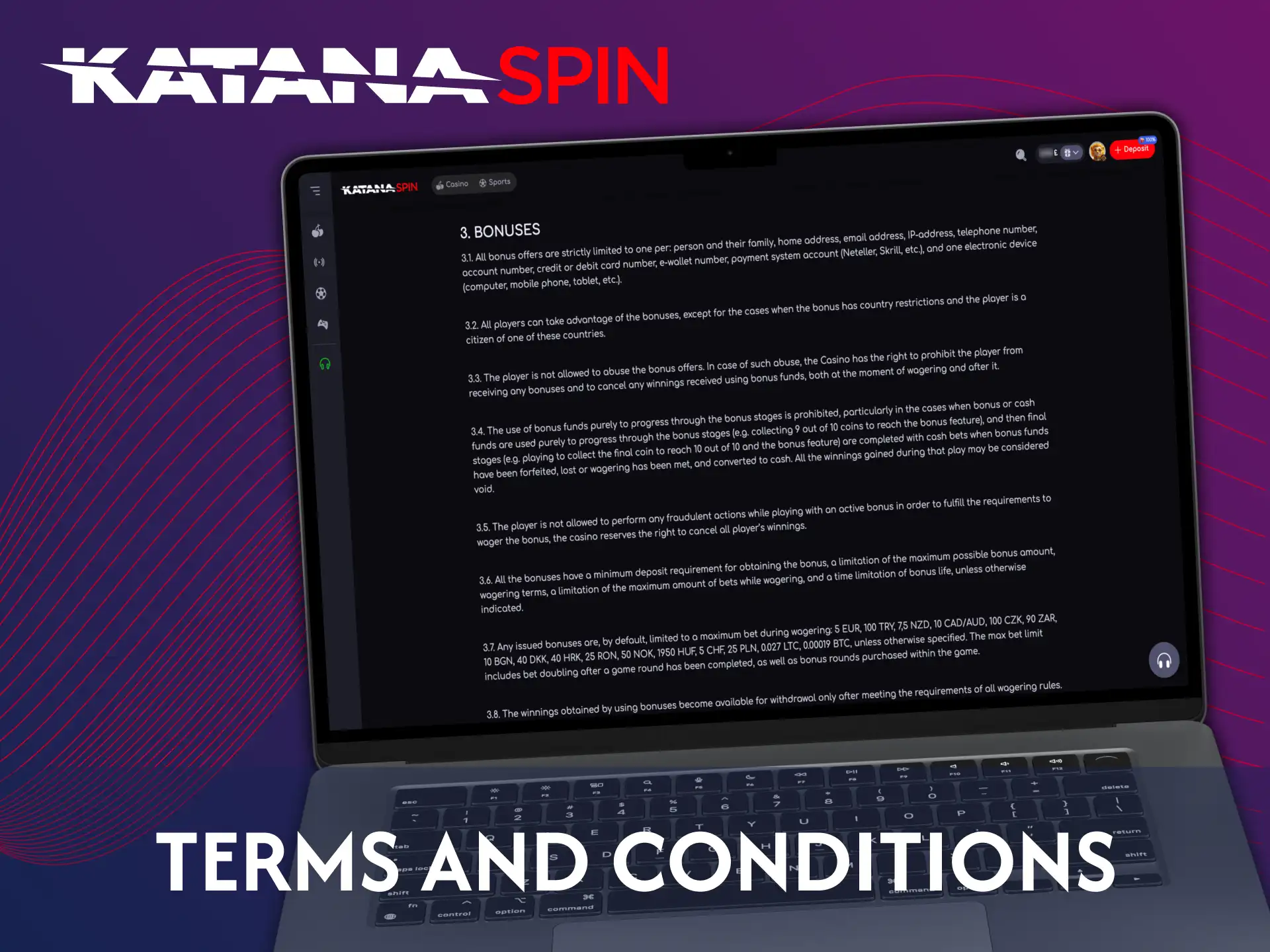 Read the terms and conditions of Katanaspin promo codes.
