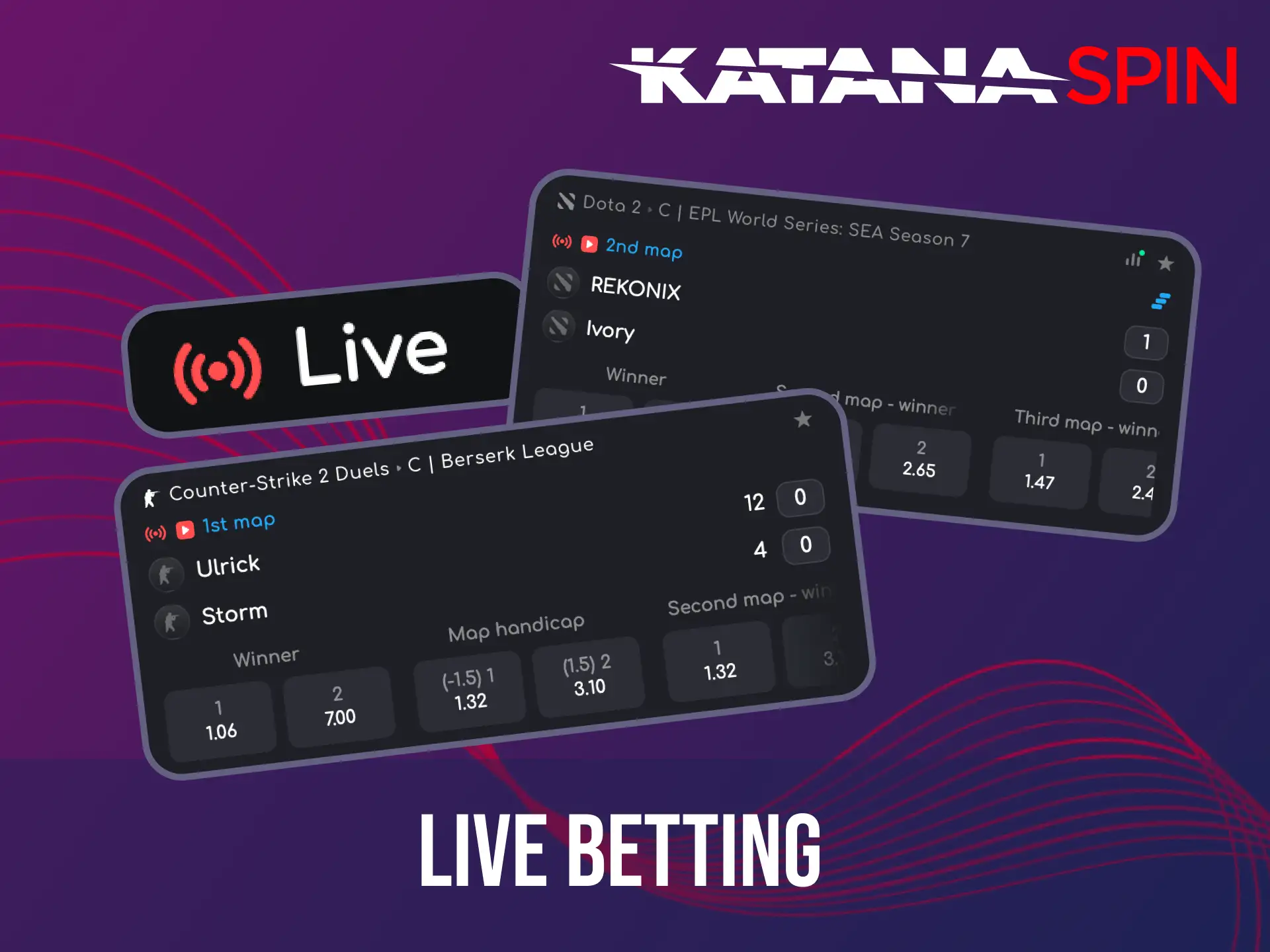 Place live esports bets on Katanaspin UK, enjoy flexible markets and watch games as you bet.