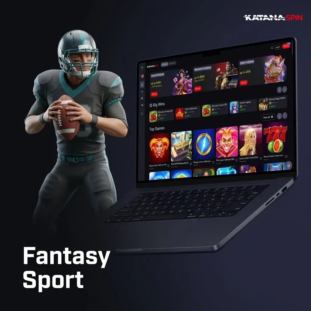 Fantasy sport section on KatanaSpin featuring virtual team building with football, basketball, and cricket options