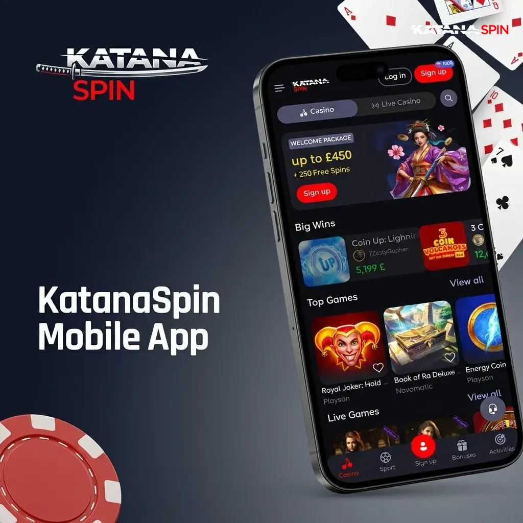 KatanaSpin mobile app interface optimized for Android and iOS with casino, sportsbook, live casino, and banking features